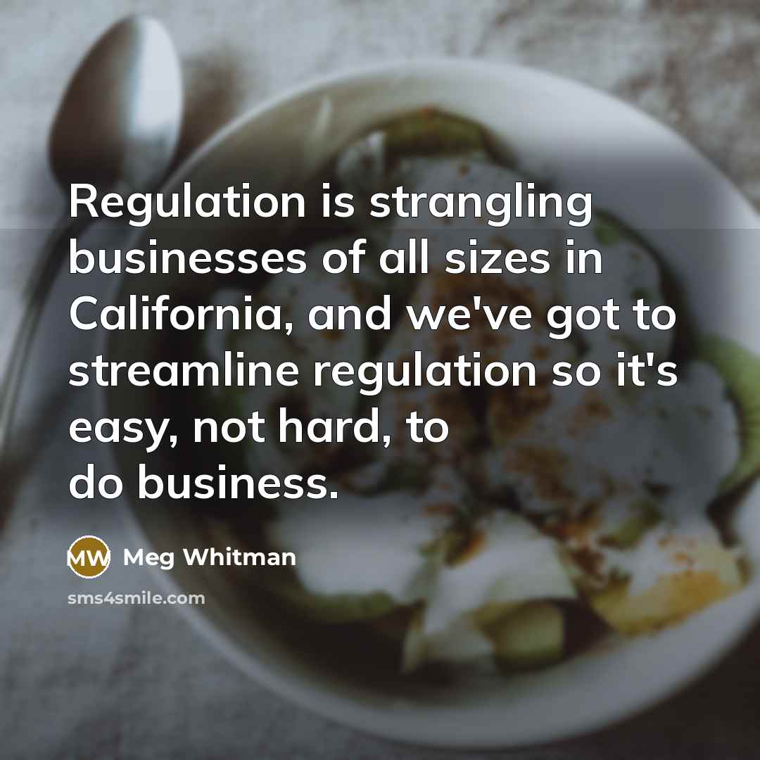 “Regulation is strangling businesses of all sizes in California, and…” quote by Meg Whitman