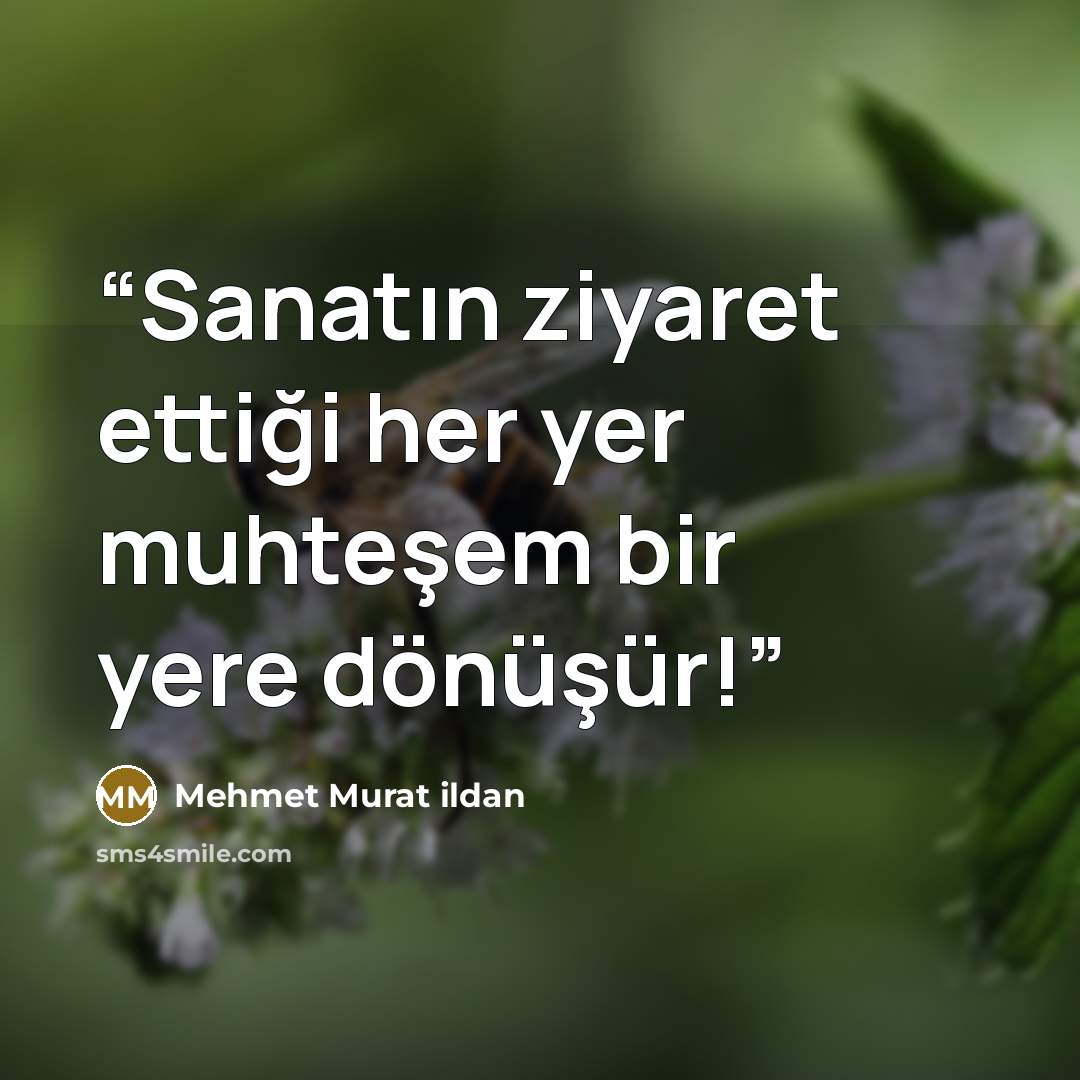 “Sanatın ziyaret ettiği her yer muhteşem bir yere dönüşür!” quote by Mehmet Murat ildan