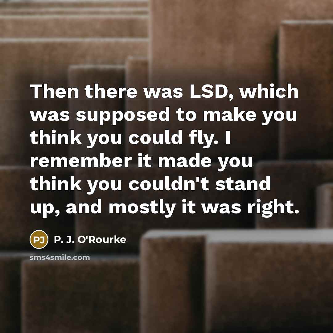 “Then there was LSD, which was supposed to make you…” quote by P. J. O'Rourke
