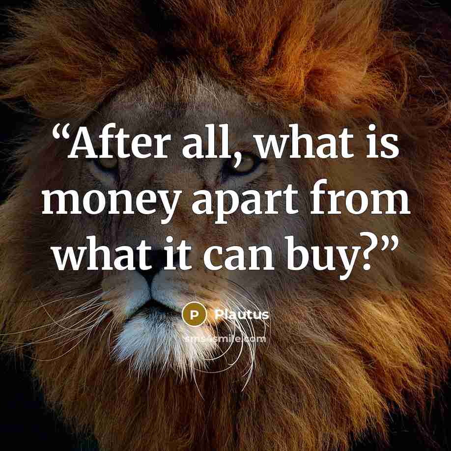 “After all, what is money apart from what it can buy?” quote by Plautus