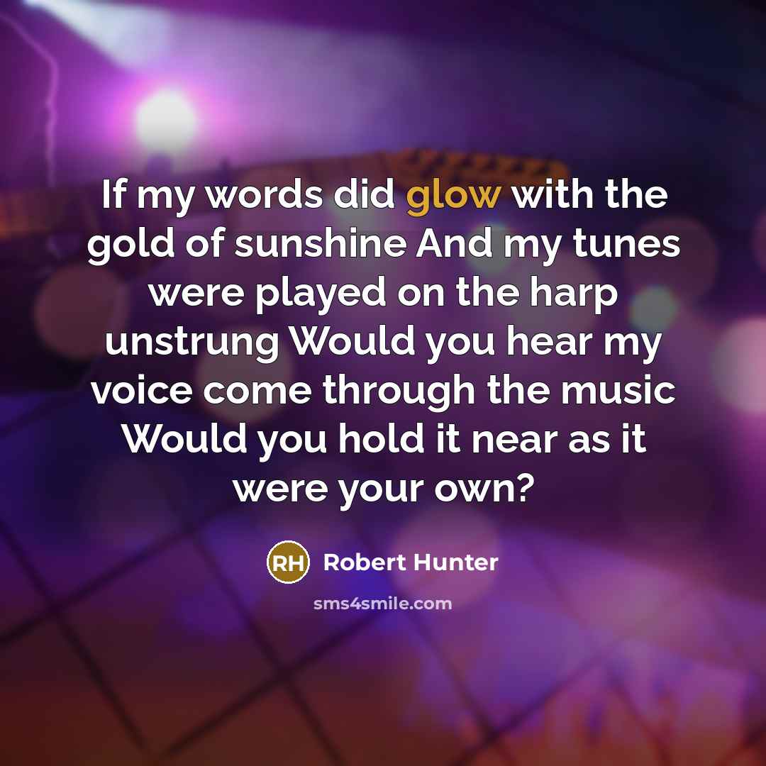 “If my words did glow with the gold of sunshine…” quote by Robert Hunter
