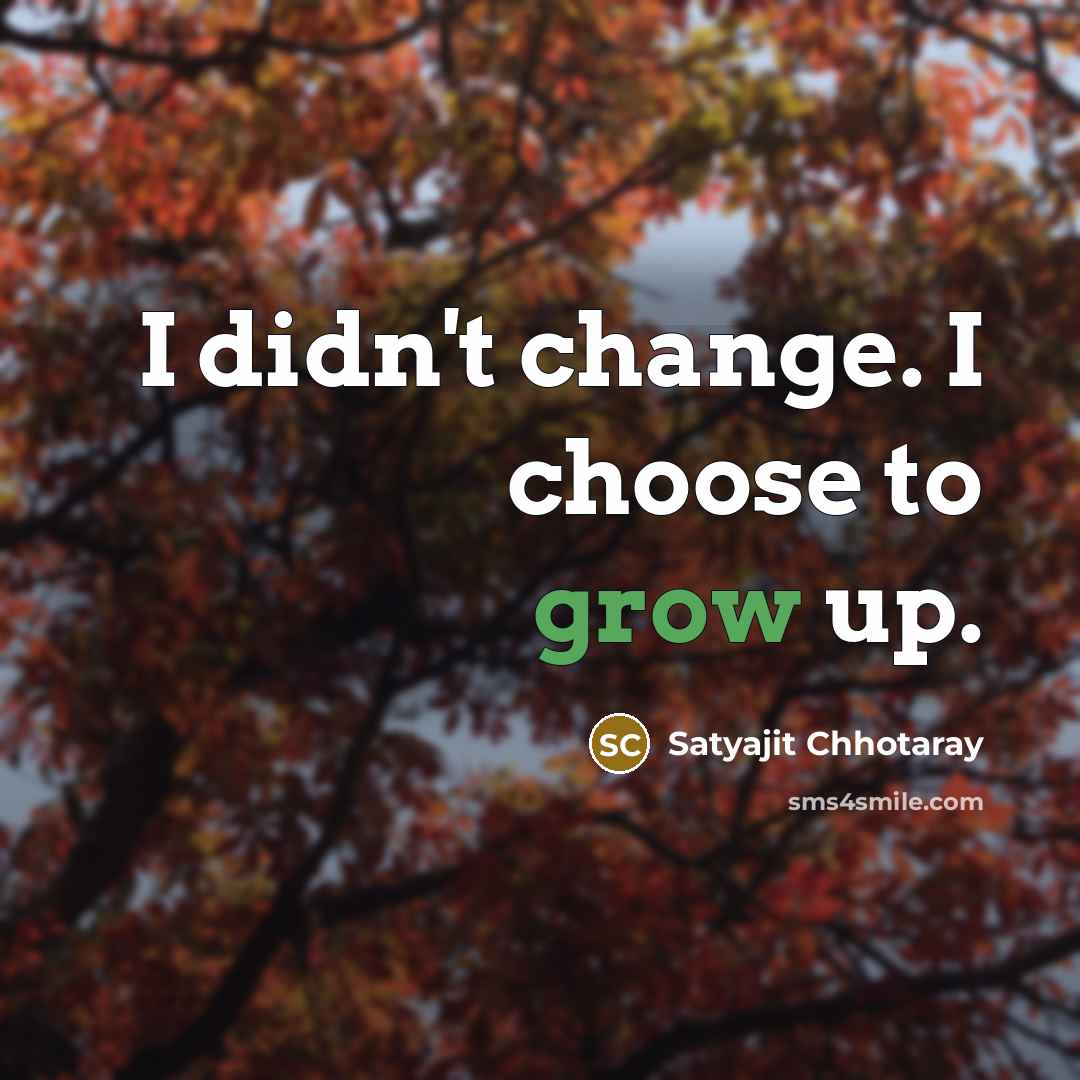 “I didn't change. I choose to grow up.…” quote by Satyajit Chhotaray