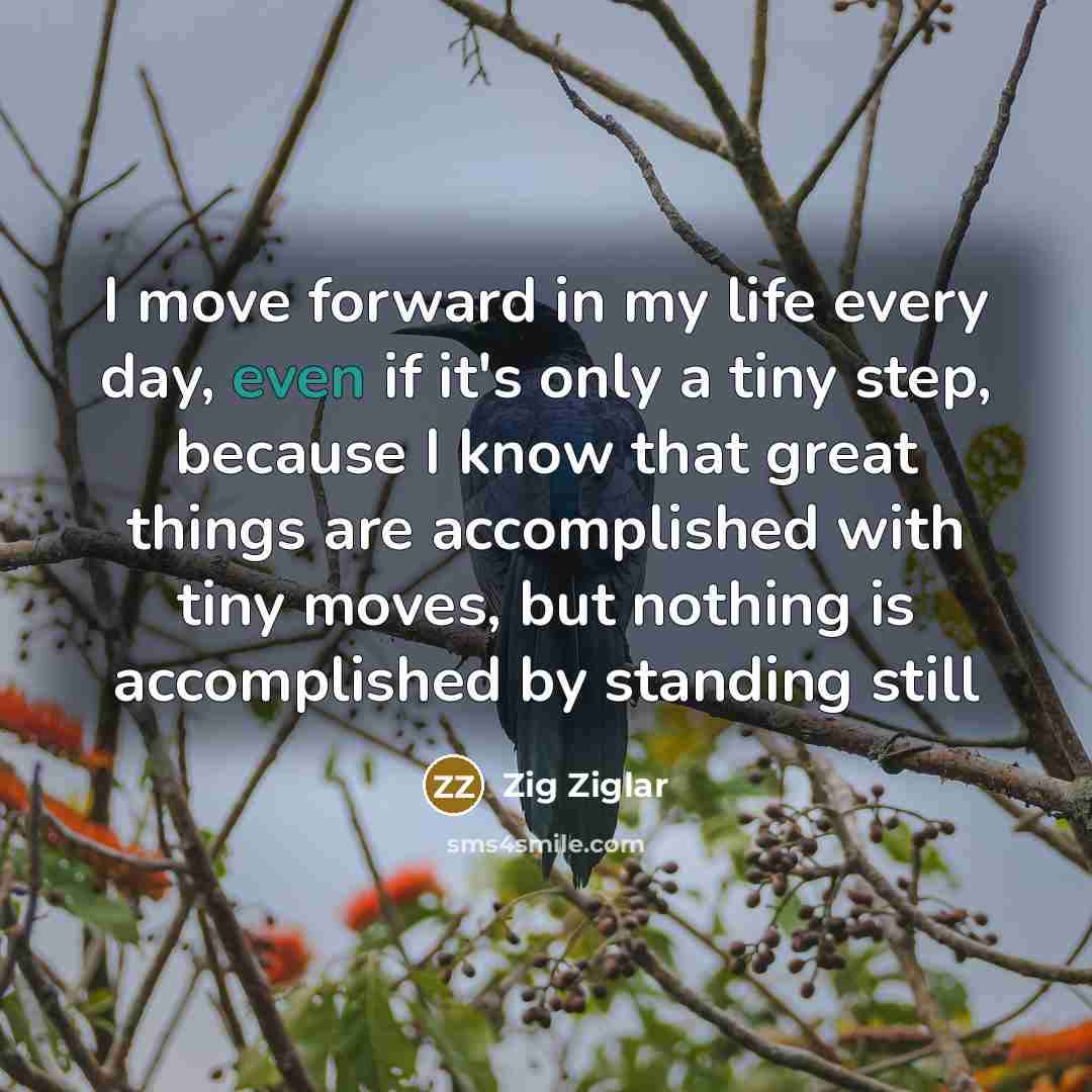 “I move forward in my life every day, even if…” quote by Zig Ziglar