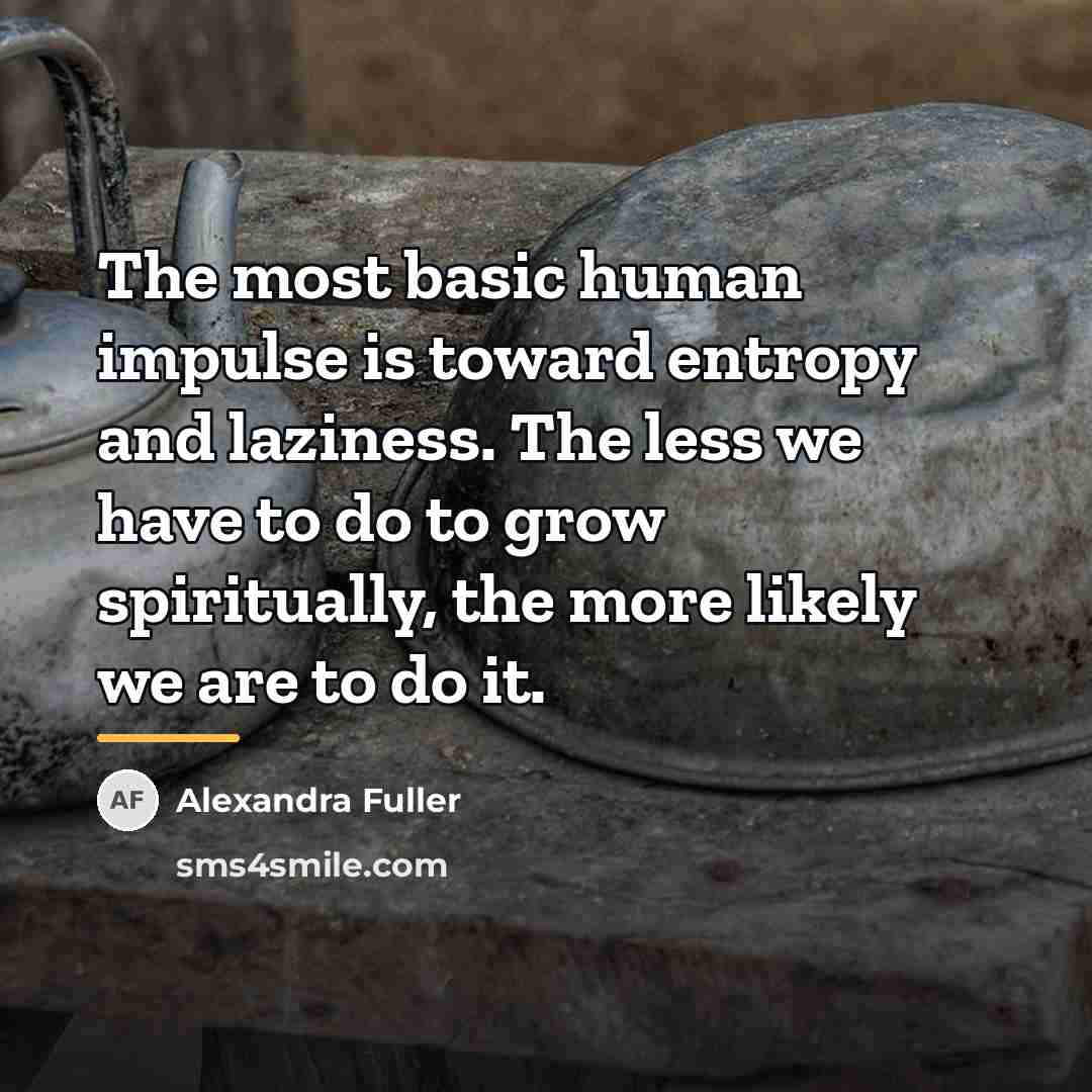 “The most basic human impulse is toward entropy and laziness.…” quote by Alexandra Fuller