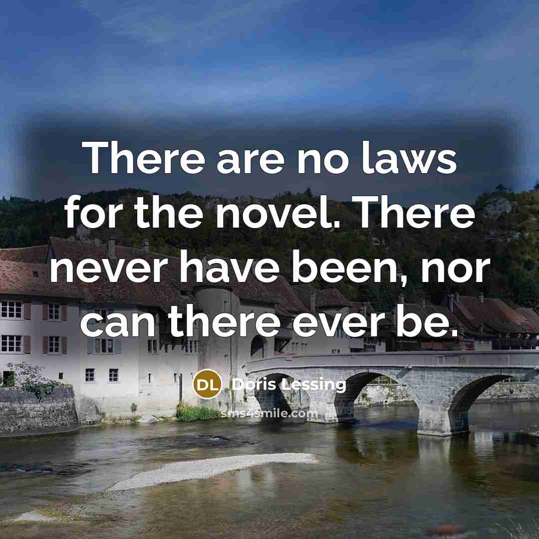“There are no laws for the novel. There never have…” quote by Doris Lessing