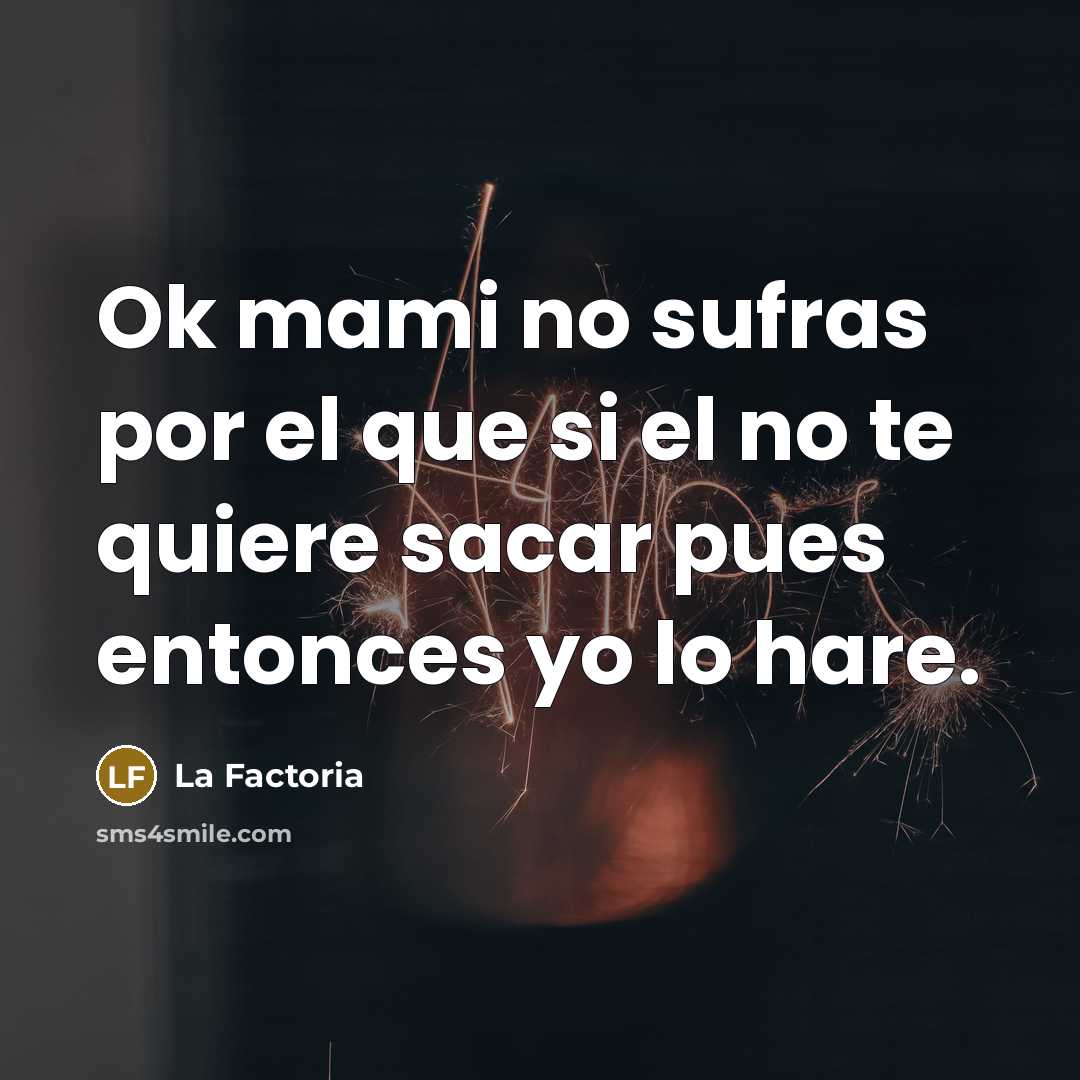 “Ok mami no sufras por el que si el no te quiere sacar pues entonces yo lo hare.” quote by La Factoria