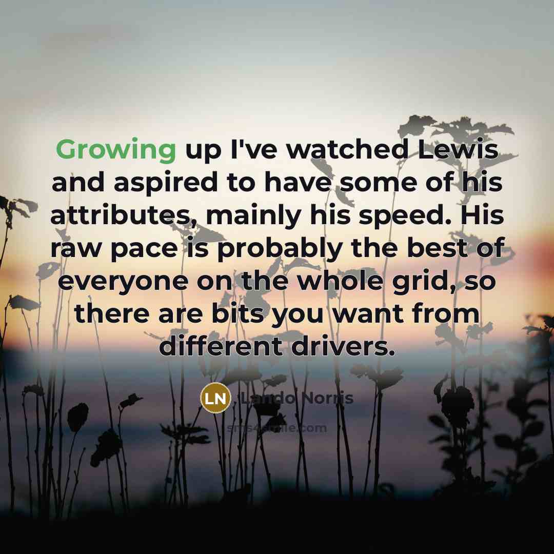 “Growing up I've watched Lewis and aspired to have some…” quote by Lando Norris