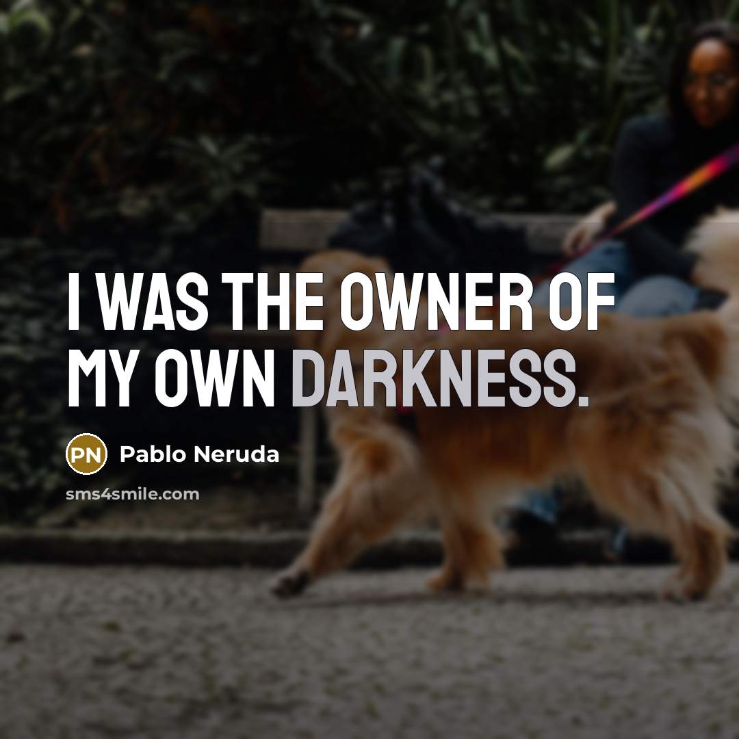 “I was the owner of my own darkness.…” quote by Pablo Neruda