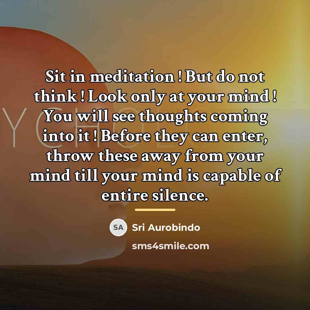 “Sit in meditation ! But do not think ! Look…” quote by Sri Aurobindo