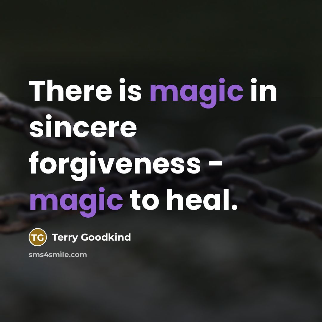 “There is magic in sincere forgiveness - magic to heal.…” quote by Terry Goodkind