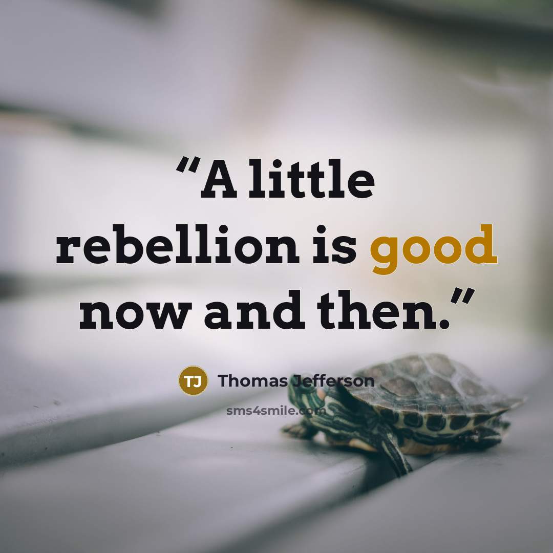 “A little rebellion is good now and then.” quote by Thomas Jefferson