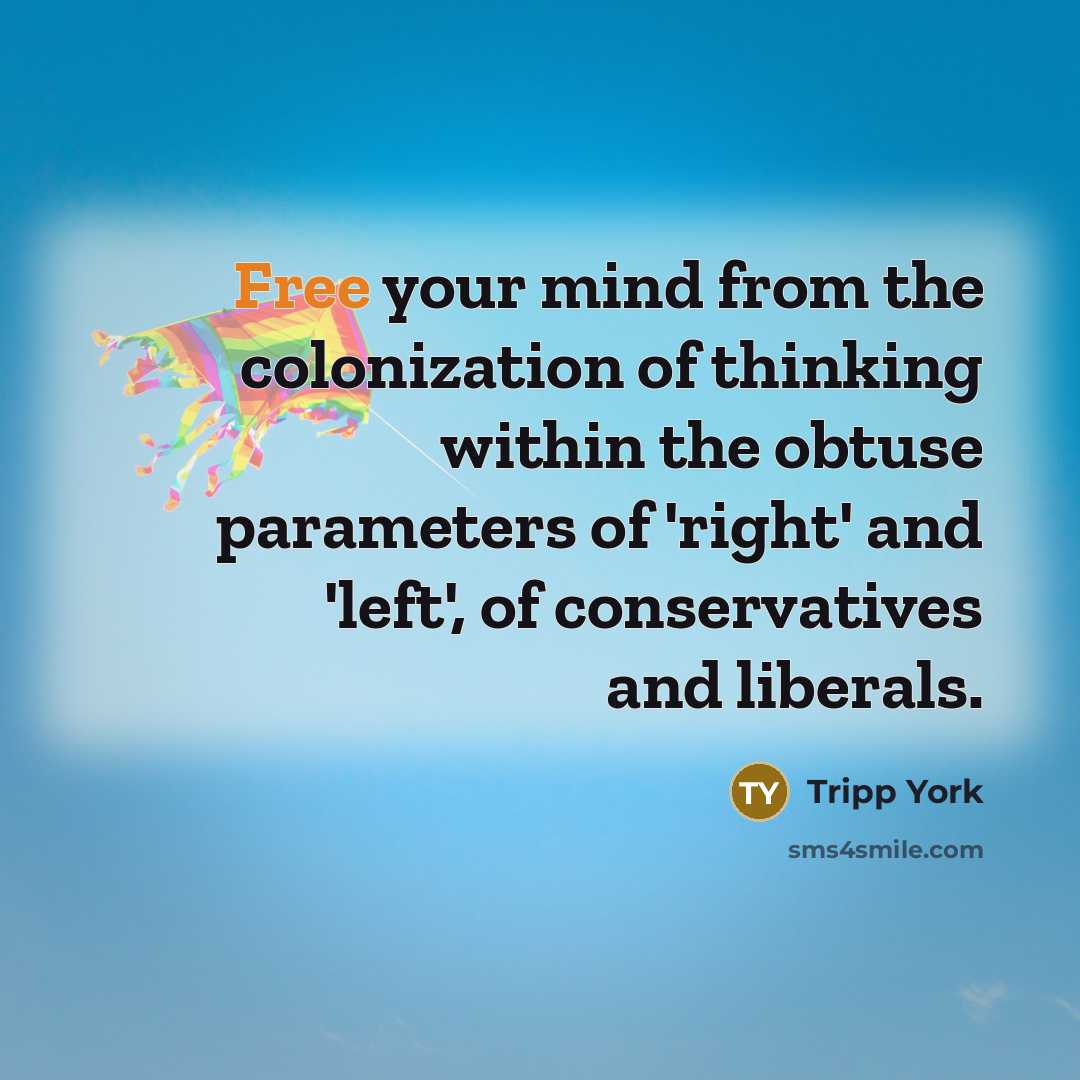 “Free your mind from the colonization of thinking within the…” quote by Tripp York