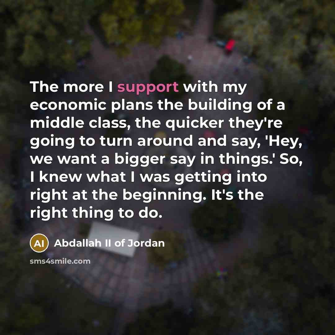 “The more I support with my economic plans the building…” quote by Abdallah II of Jordan