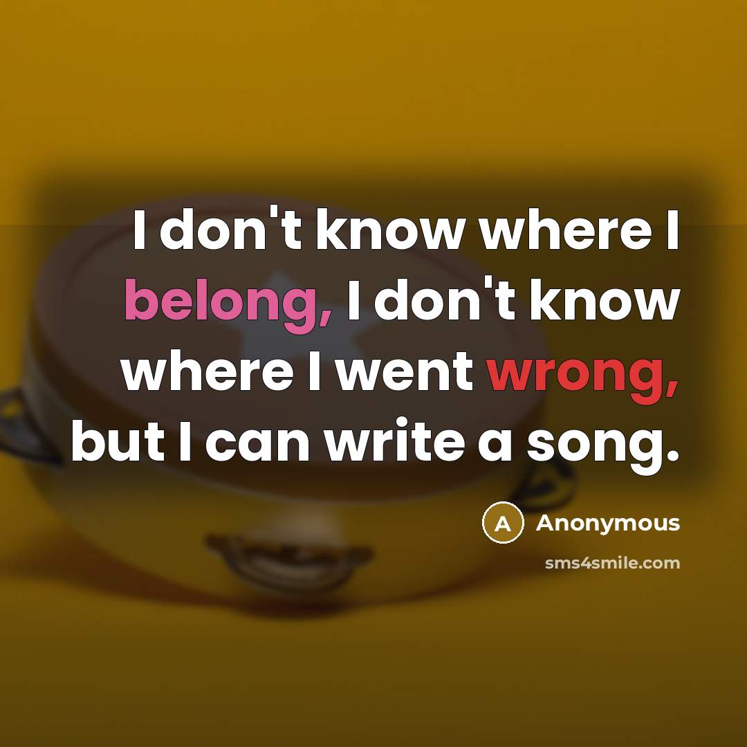 “I don't know where I belong, I don't know where…” quote by Anonymous