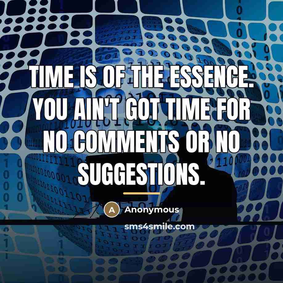 “Time is of the essence. You ain't got time for…” quote by Anonymous