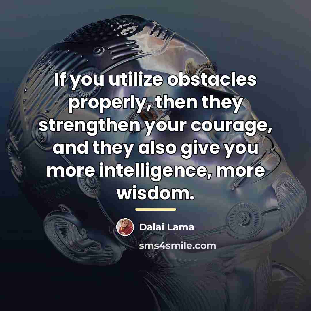 “If you utilize obstacles properly, then they strengthen your courage,…” quote by Dalai Lama