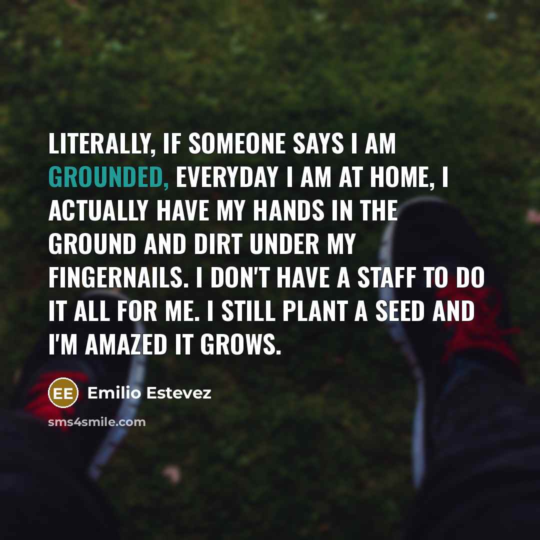 “Literally, if someone says I am grounded, everyday I am…” quote by Emilio Estevez
