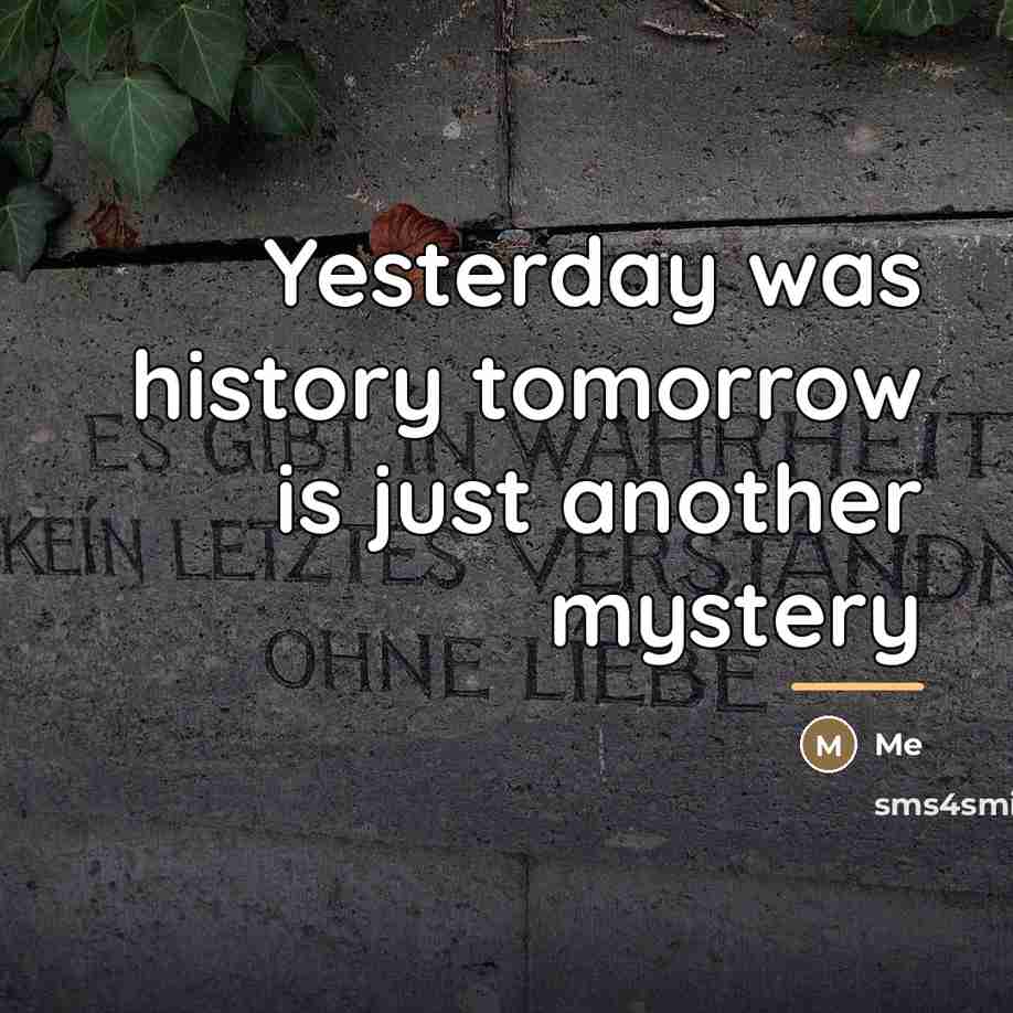 “Yesterday was history tomorrow is just another mystery…” quote by Me