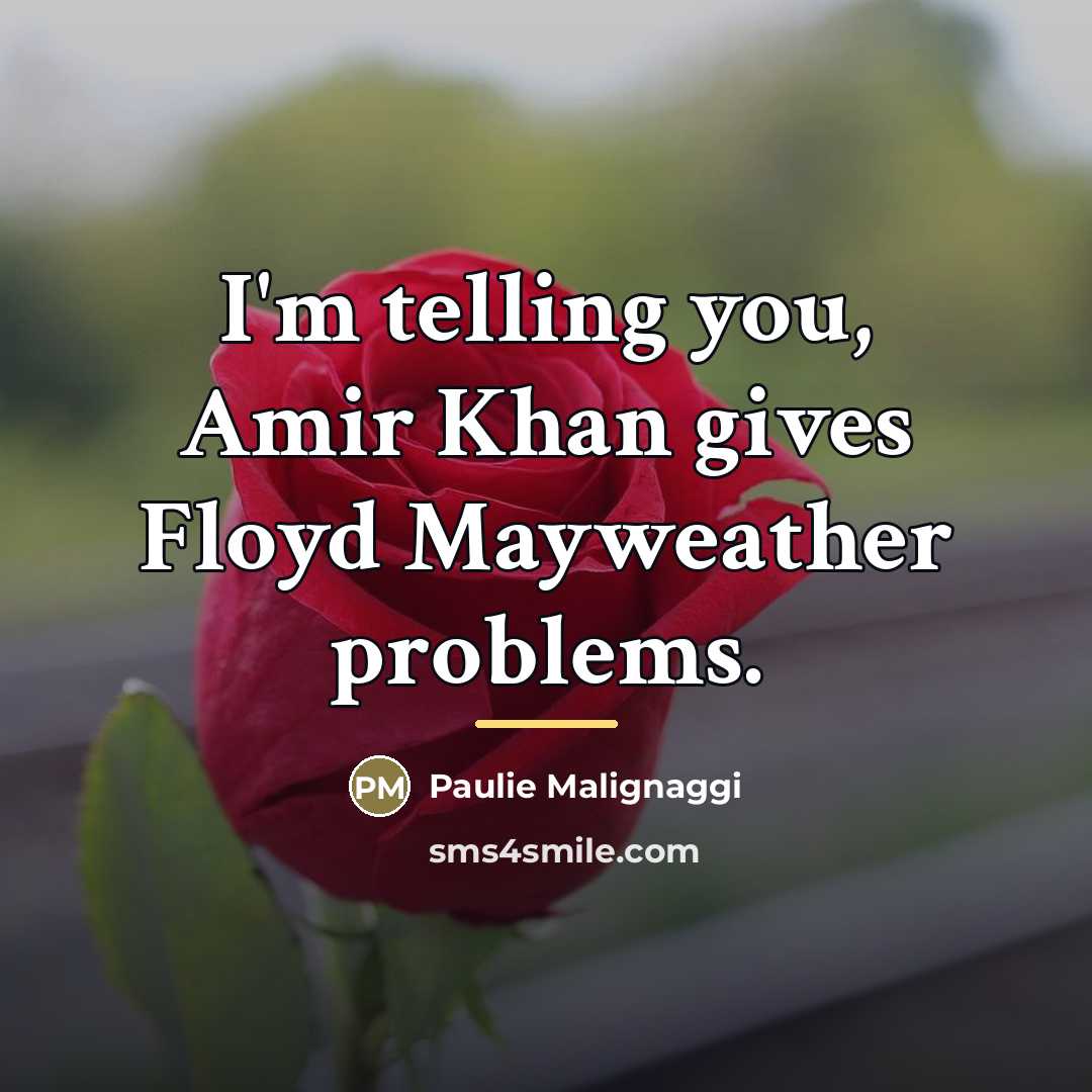 “I'm telling you, Amir Khan gives Floyd Mayweather problems.…” quote by Paulie Malignaggi