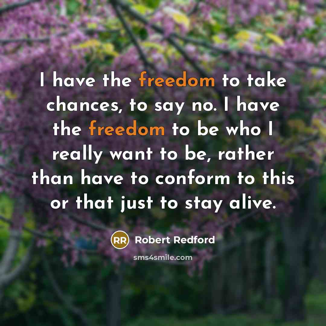 “I have the freedom to take chances, to say no.…” quote by Robert Redford