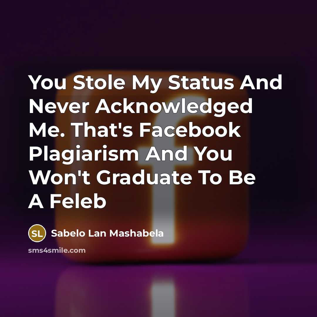 “You Stole My Status And Never Acknowledged Me. That's Facebook…” quote by Sabelo Lan Mashabela