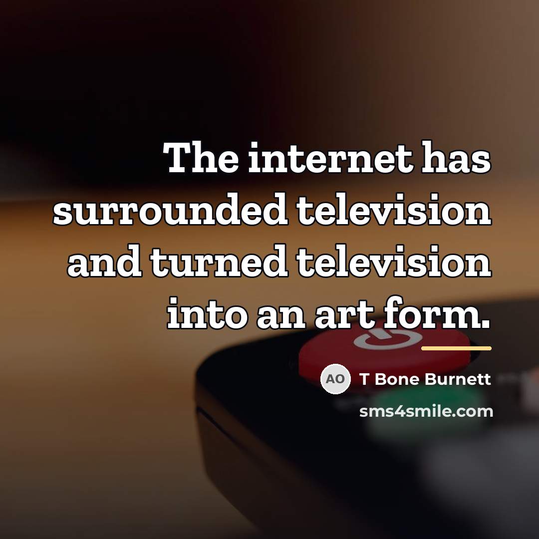 “The internet has surrounded television and turned television into an…” quote by T Bone Burnett