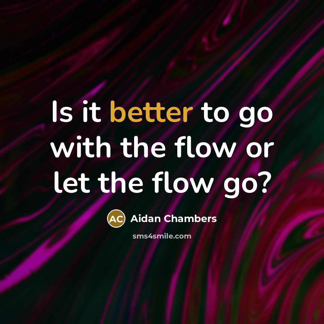 “Is it better to go with the flow or let the flow go?” quote by Aidan Chambers
