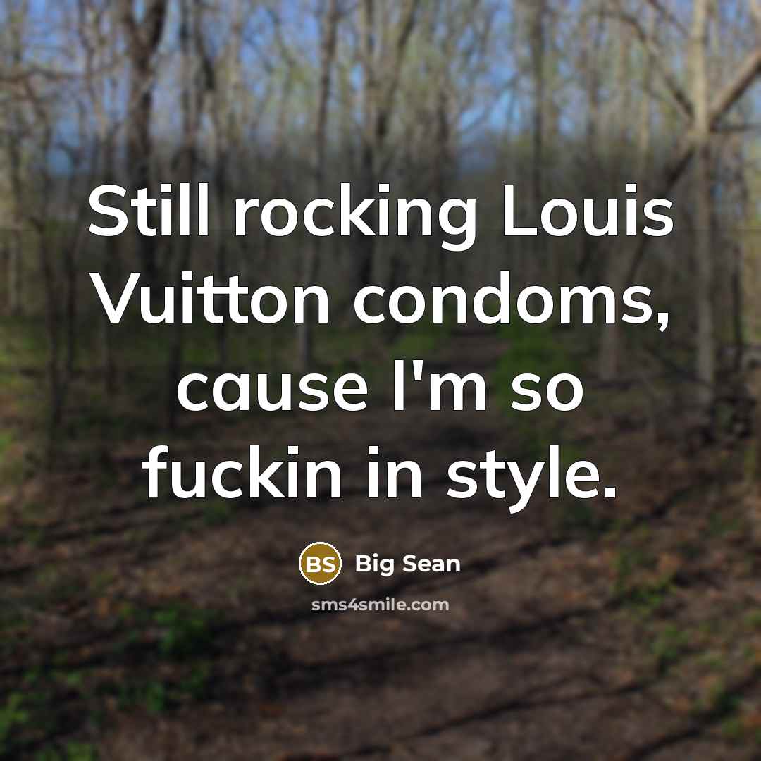 “Still rocking Louis Vuitton condoms, cause I'm so fuckin in…” quote by Big Sean