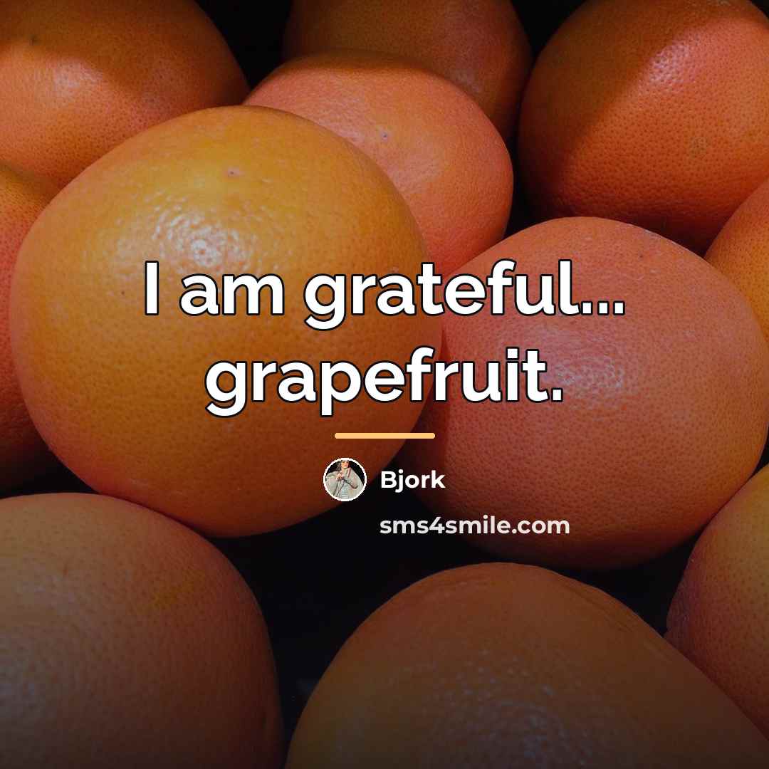 “I am grateful... grapefruit.…” quote by Bjork