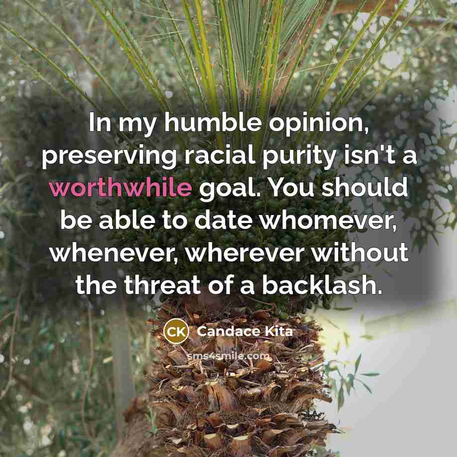 “In my humble opinion, preserving racial purity isn't a worthwhile…” quote by Candace Kita
