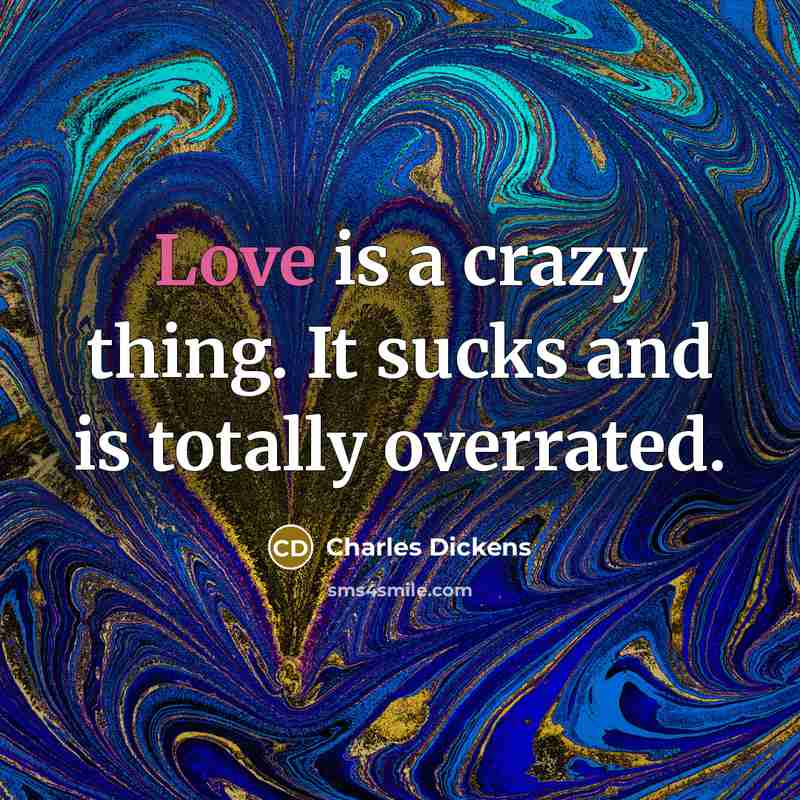 “Love is a crazy thing. It sucks and is totally…” quote by Charles Dickens