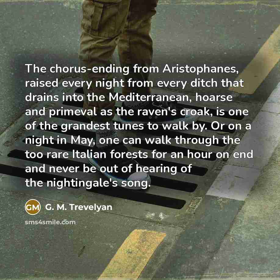 “The chorus-ending from Aristophanes, raised every night from every ditch…” quote by G. M. Trevelyan