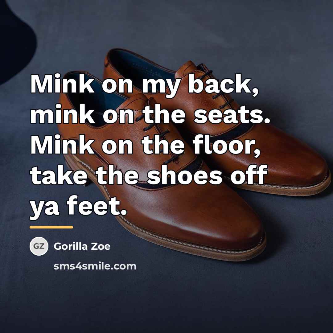 “Mink on my back, mink on the seats. Mink on…” quote by Gorilla Zoe