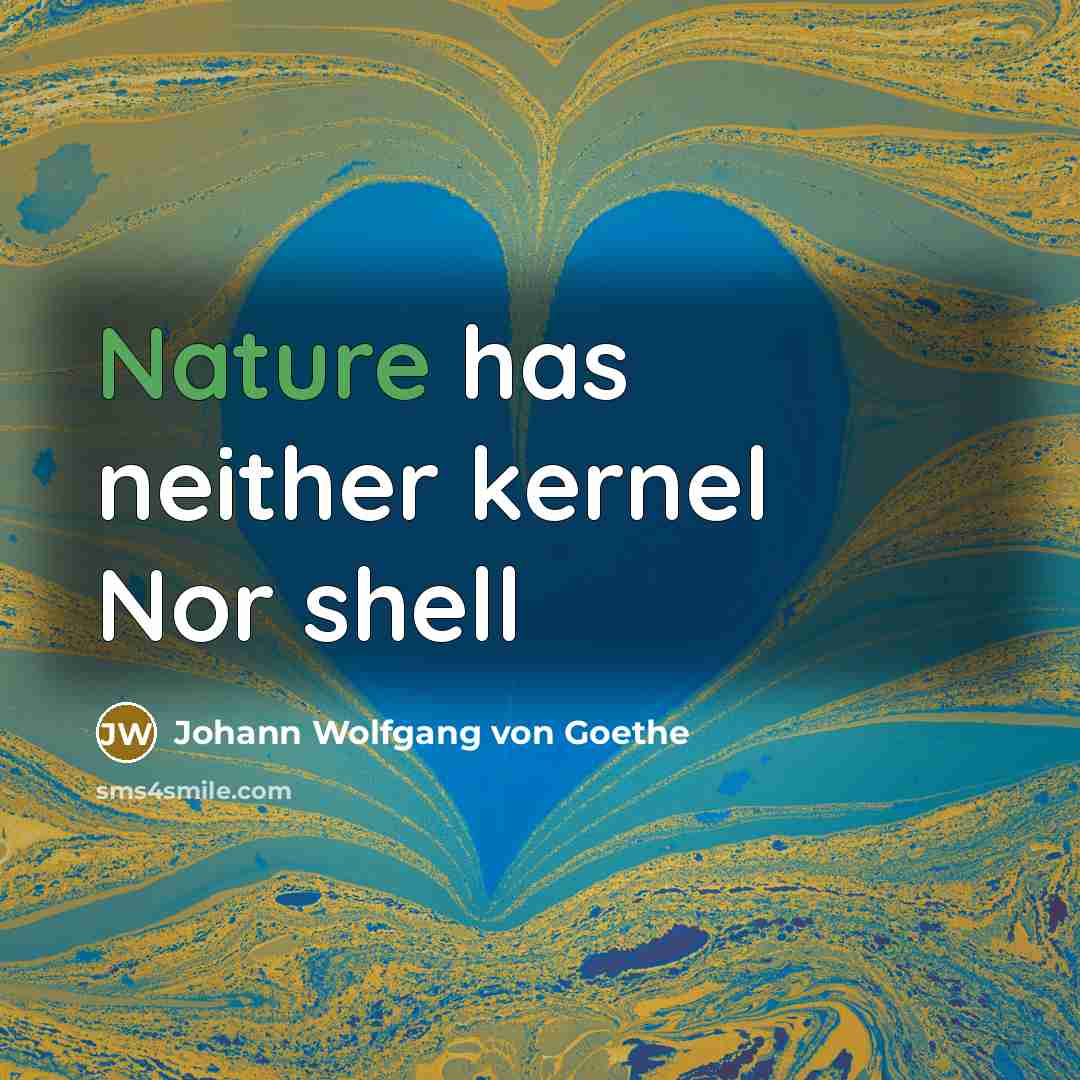 “Nature has neither kernel Nor shell…” quote by Johann Wolfgang von Goethe