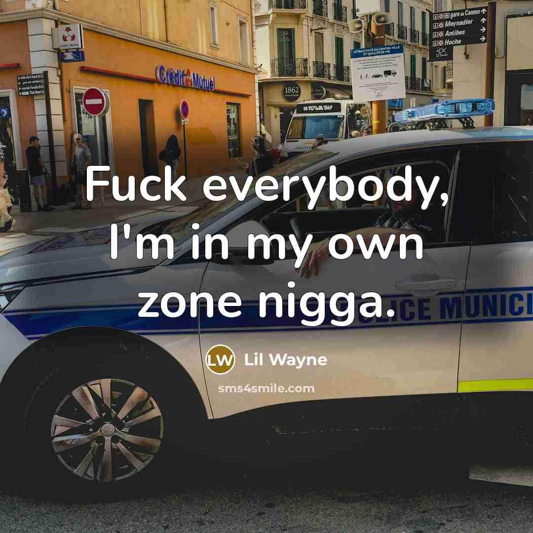 “Fuck everybody, I'm in my own zone nigga.” quote by Lil Wayne
