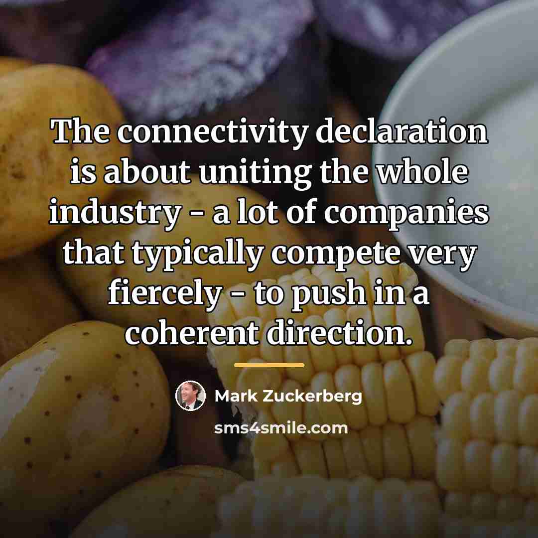 “The connectivity declaration is about uniting the whole industry -…” quote by Mark Zuckerberg
