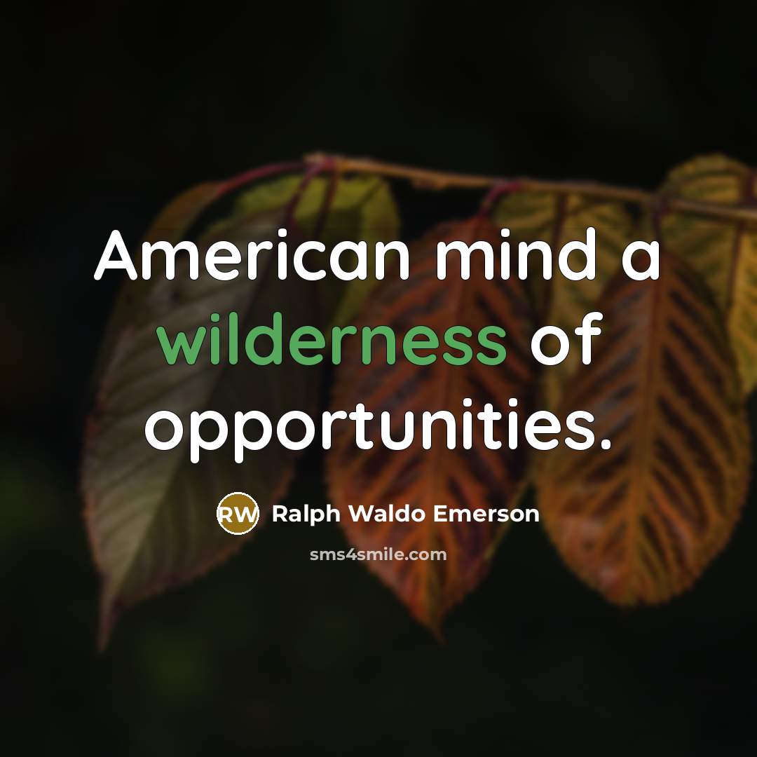“American mind a wilderness of opportunities.…” quote by Ralph Waldo Emerson