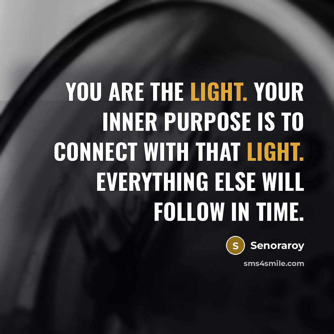 “You are the light. Your inner purpose is to connect…” quote by Senoraroy