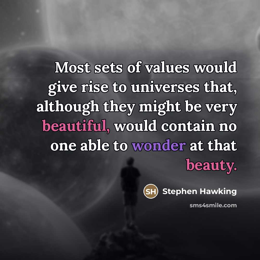 “Most sets of values would give rise to universes that,…” quote by Stephen Hawking