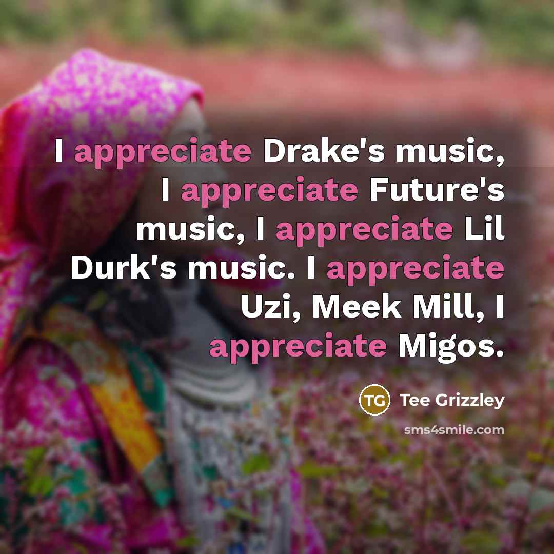 “I appreciate Drake's music, I appreciate Future's music, I appreciate…” quote by Tee Grizzley