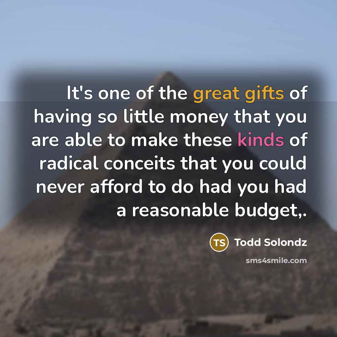 “It's one of the great gifts of having so little…” quote by Todd Solondz