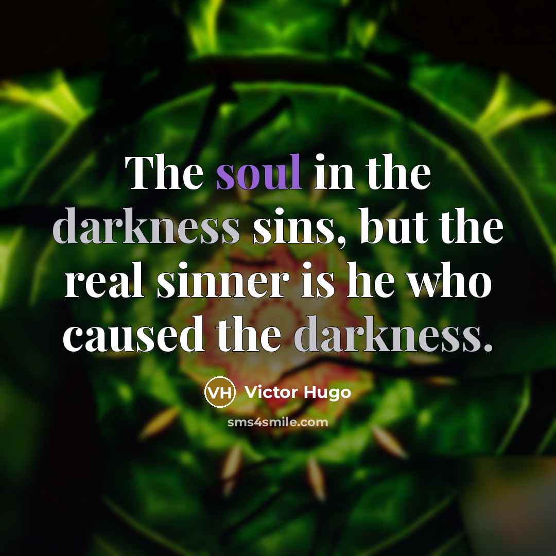 “The soul in the darkness sins, but the real sinner…” quote by Victor Hugo