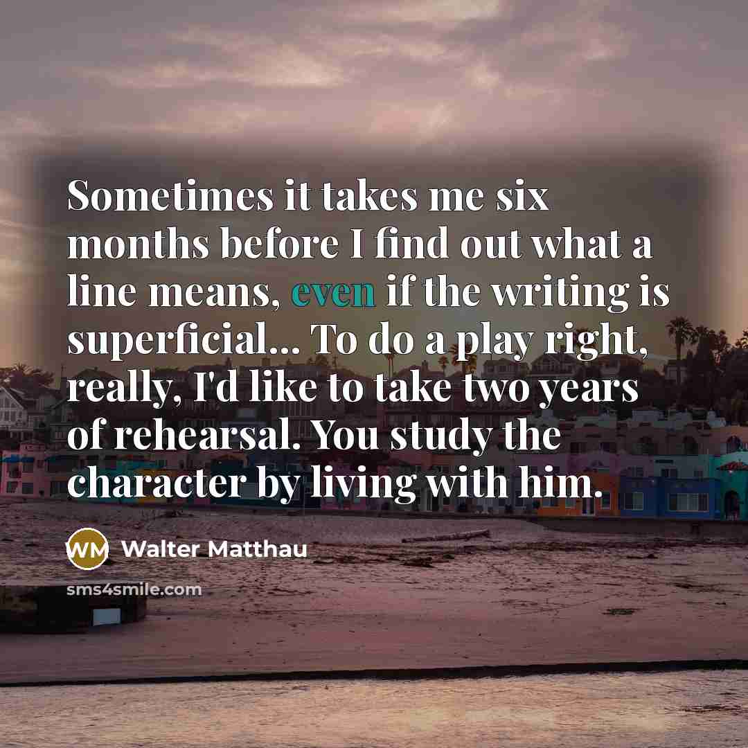 “Sometimes it takes me six months before I find out…” quote by Walter Matthau