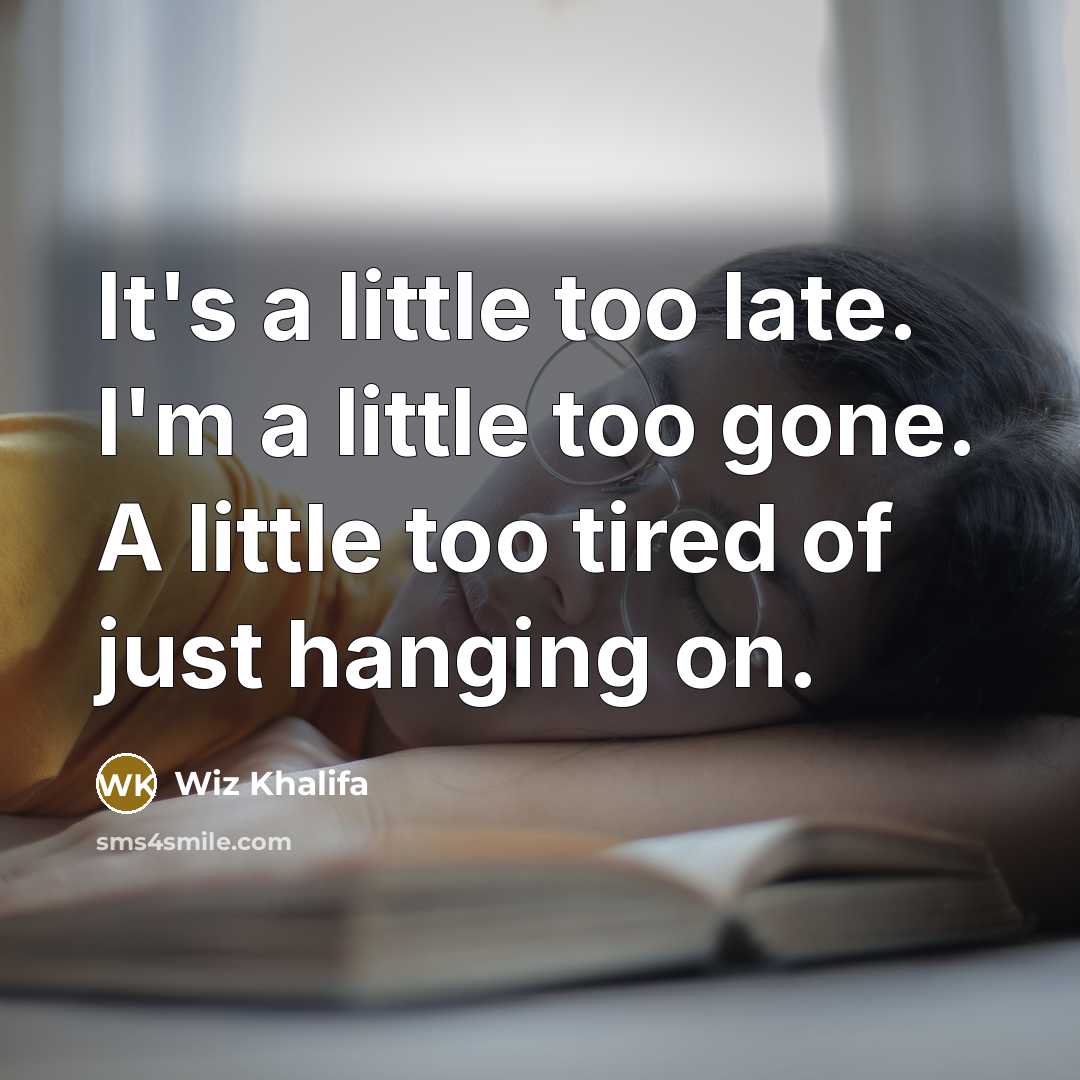 “It's a little too late. I'm a little too gone.…” quote by Wiz Khalifa
