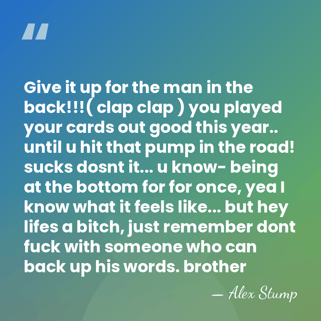 Give it up for the man in the back!!!( clap clap )&hellip; - Alex Stump