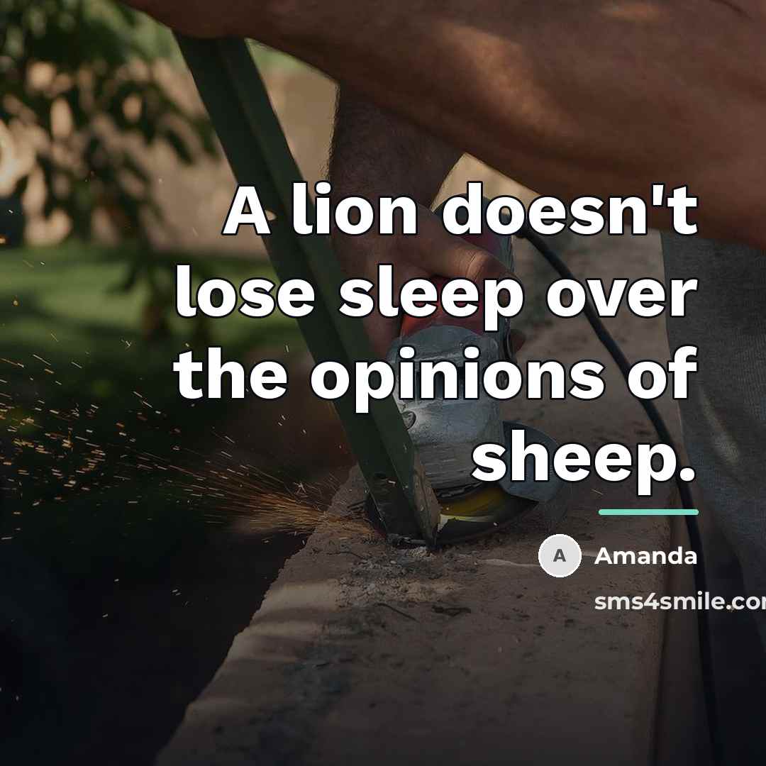“A lion doesn't lose sleep over the opinions of sheep.…” quote by Amanda
