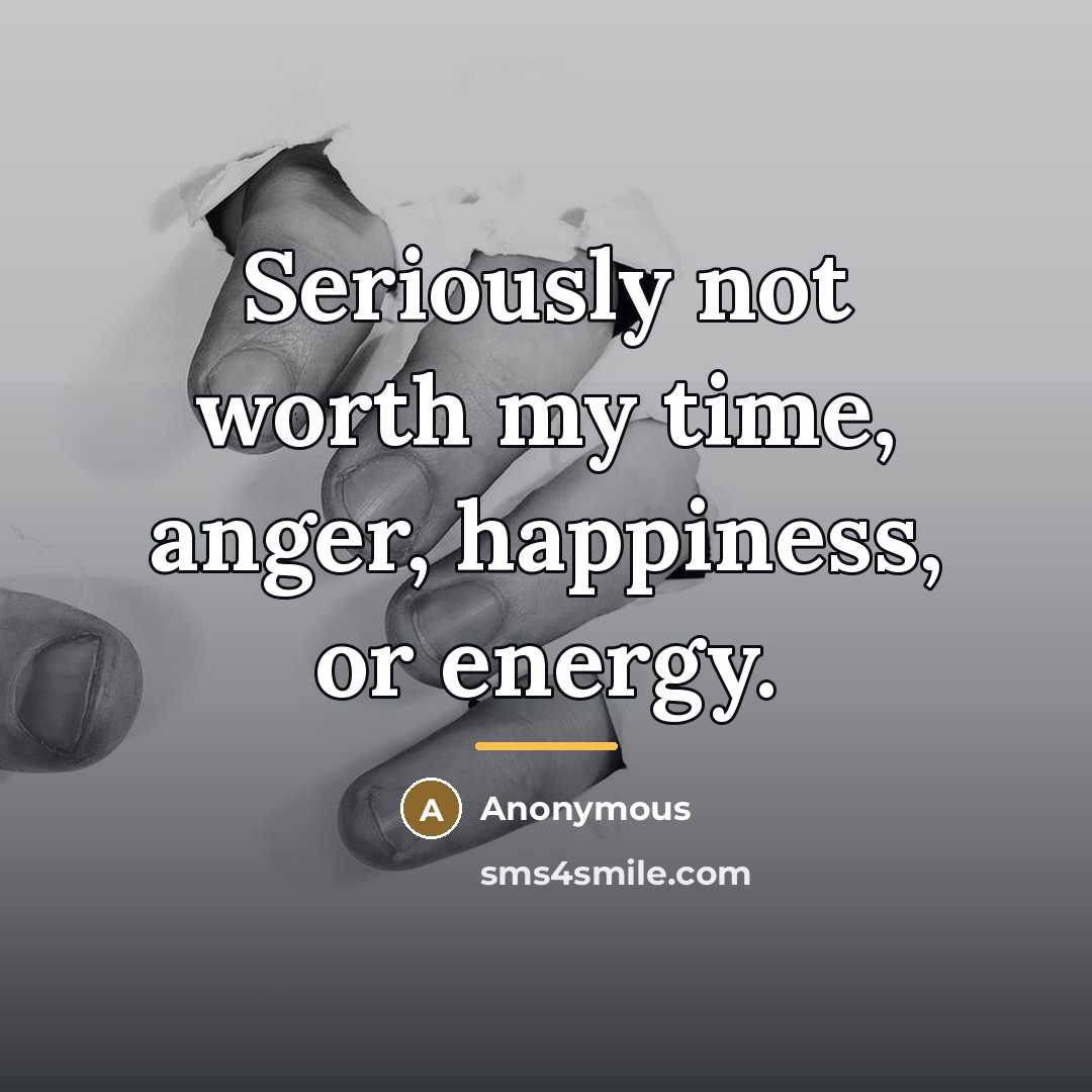 “Seriously not worth my time, anger, happiness, or energy.…” quote by Anonymous