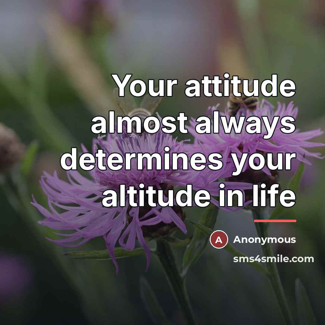 “Your attitude almost always determines your altitude in life…” quote by Anonymous