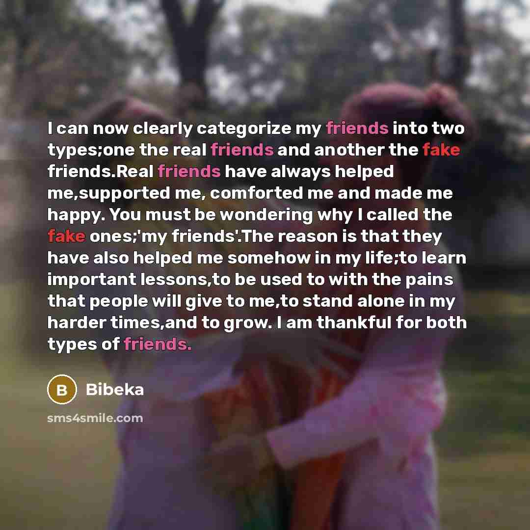 “I can now clearly categorize my friends into two types;one…” quote by Bibeka