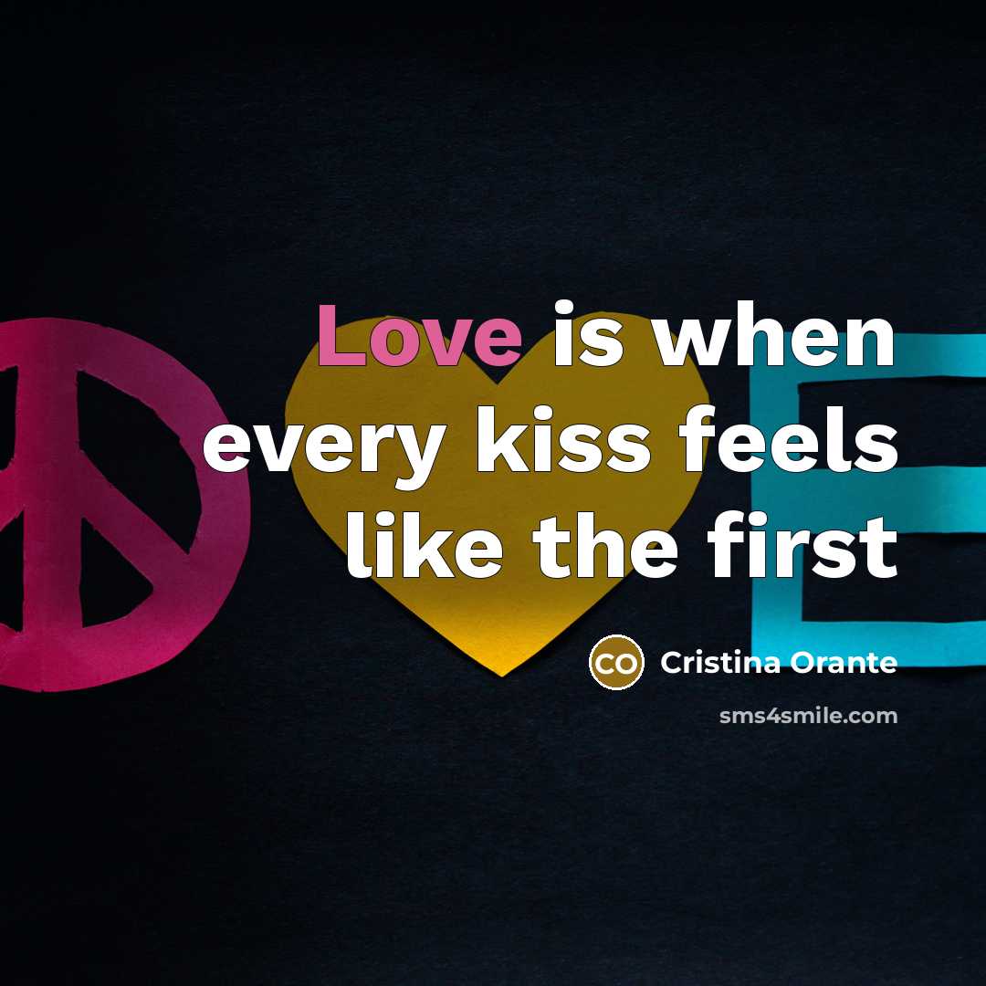 “Love is when every kiss feels like the first…” quote by Cristina Orante